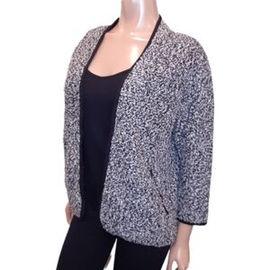 3/$20 Forever 21 Boucle Knit Blazer Jacket Open Front Collarless Cropped Sleeve